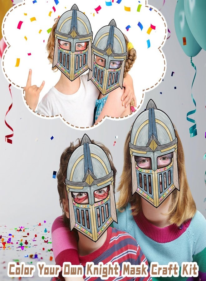 Blueweenly 24 Pack Color Your Own Knight Mask Craft Kit DIY Knight Paper Mask Party Favors Crafts for Kids and Fun Home Activities Party Dress up Theme Supplies - Image 4